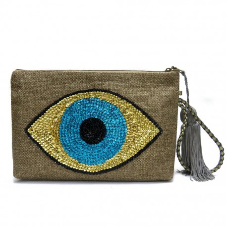 "Evil Eye" Clutch - Beige